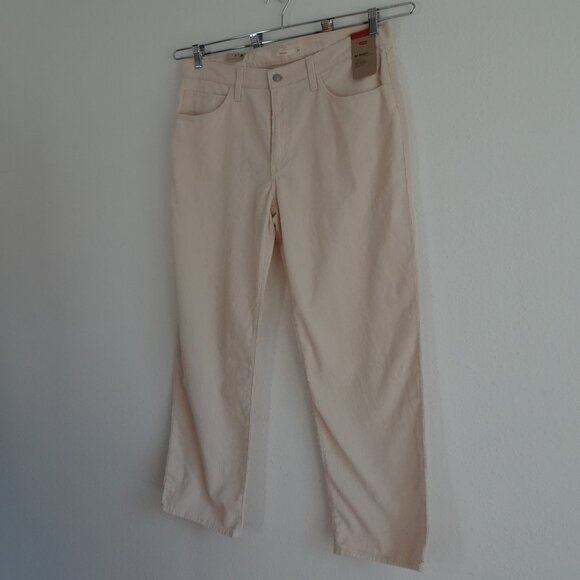 Levi's Corduroy Pants Jeans Women's Size 33x31 Ivory Cords Baggy Straight Leg - Picture 3 of 13
